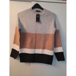New Marks and Spencer Ladies Jumper Grey Mix Colour Block Relaxed Fit Size XS